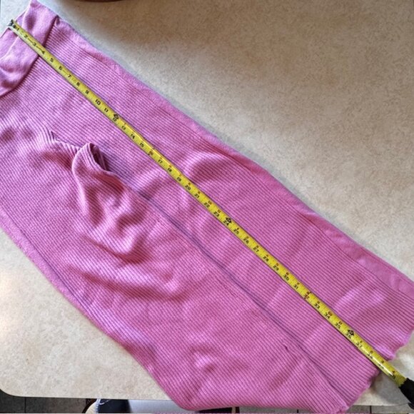Aerie Pink Ribbed Knit Wide-Leg Pants sz L - Picture 6 of 7